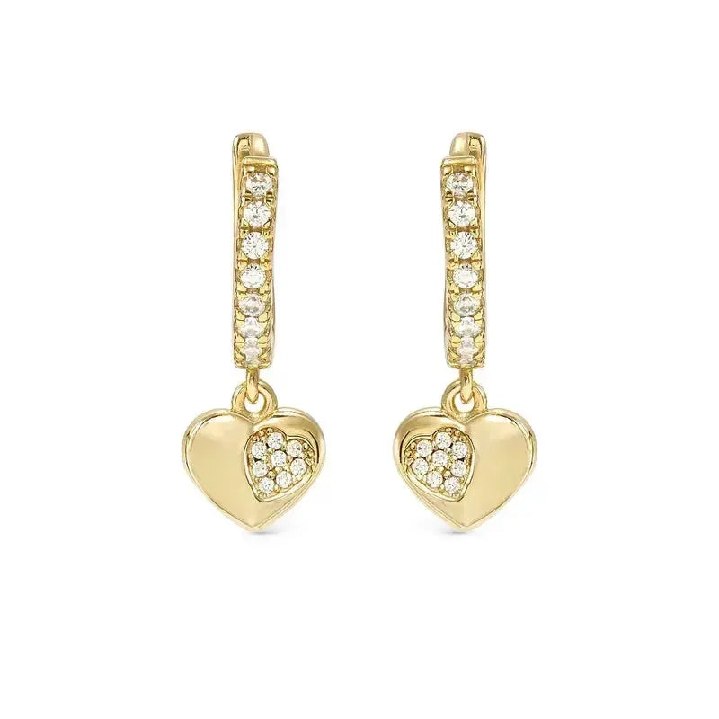 Nomination Gold Petit Sparkle Heart Dangle Hoop Earrings