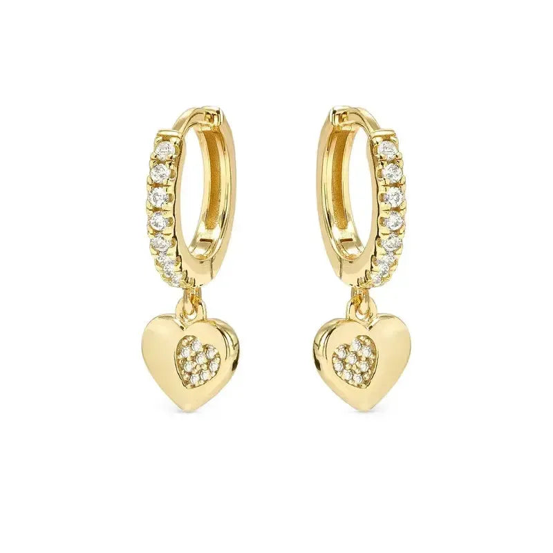 Nomination Gold Petit Sparkle Heart Dangle Hoop Earrings