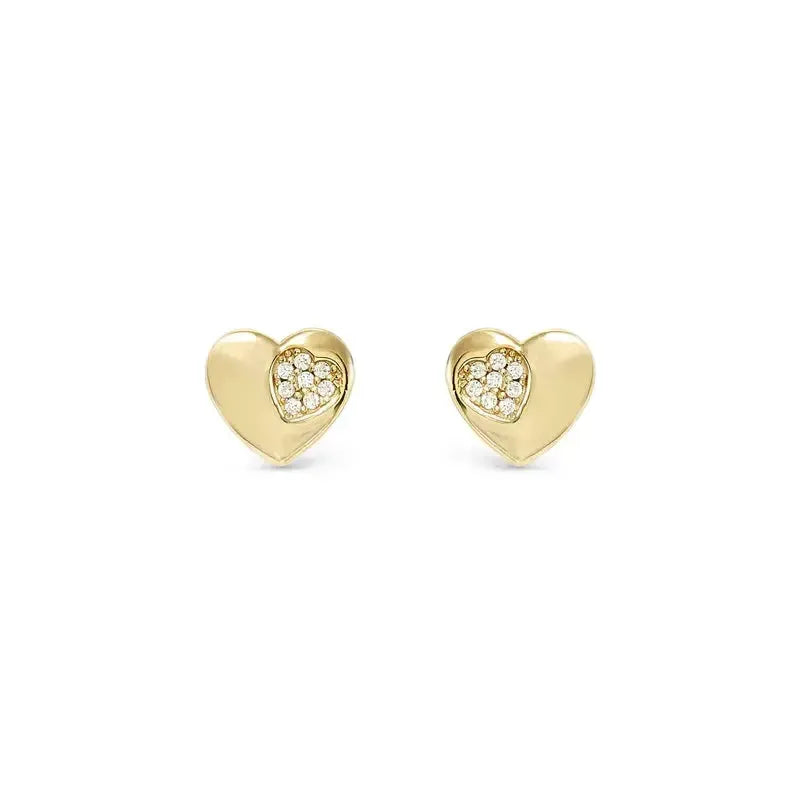 Nomination Gold Petit Sparkle Heart Stud Earrings