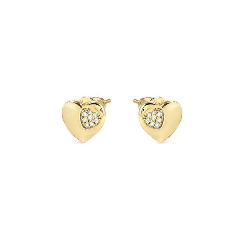 Nomination Gold Petit Sparkle Heart Stud Earrings