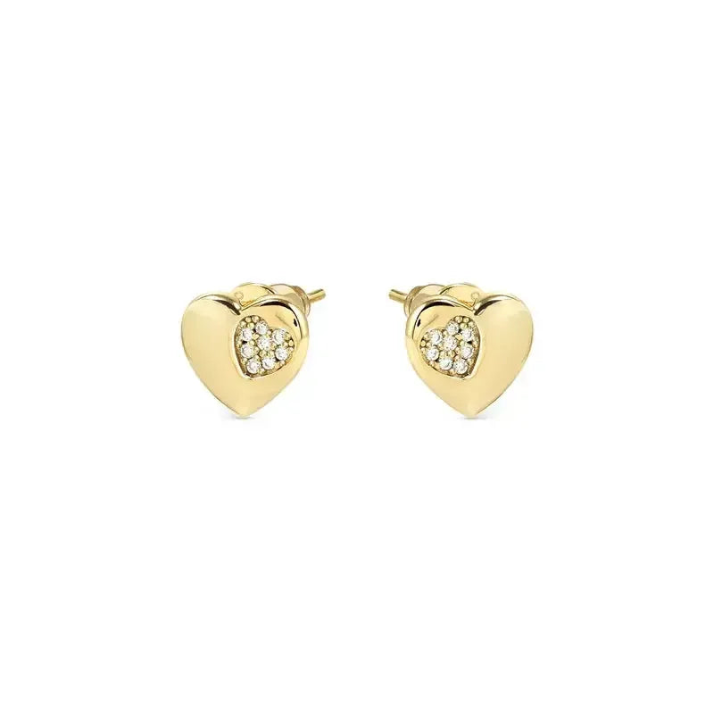 Nomination Gold Petit Sparkle Heart Stud Earrings