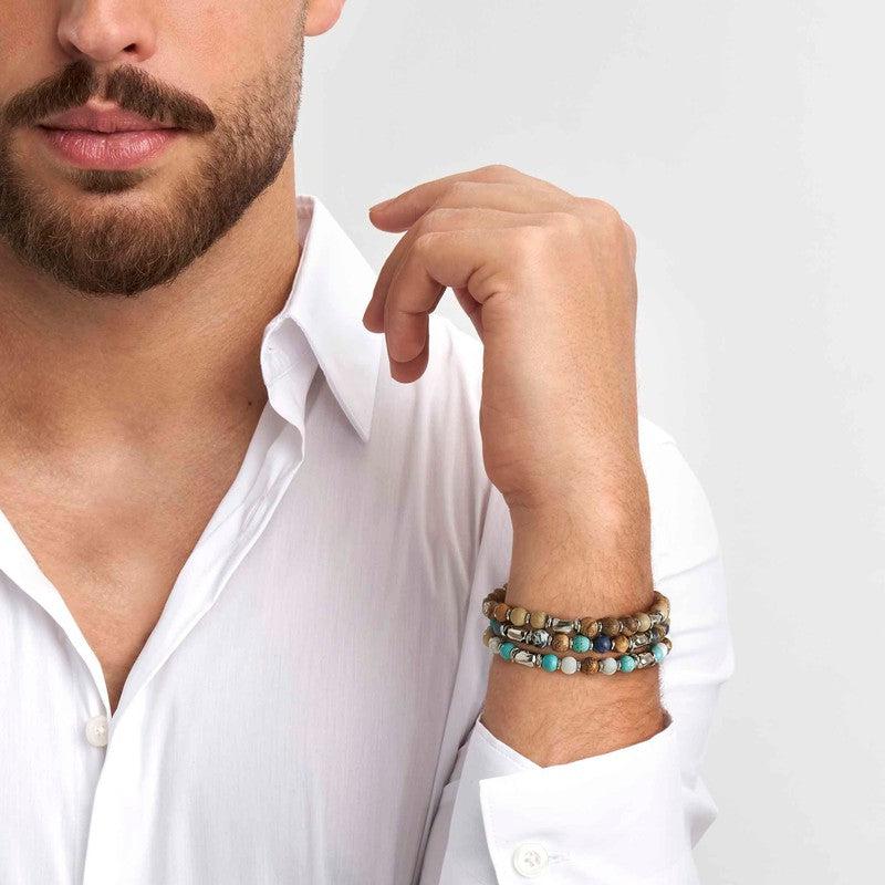 Nomination Instinct Bracelet, Multiple Stones, Blue, Turquoise, Sand, Stainless Steel