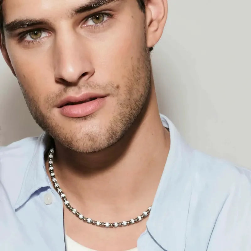 Nomination Instinct Style Sea Ed Necklace with Coloured Stones, Stainless Steel