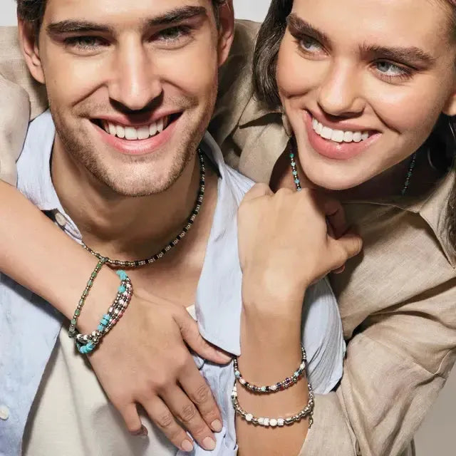 Nomination Instinct Style Sea Ed Necklace with Coloured Stones, Stainless Steel