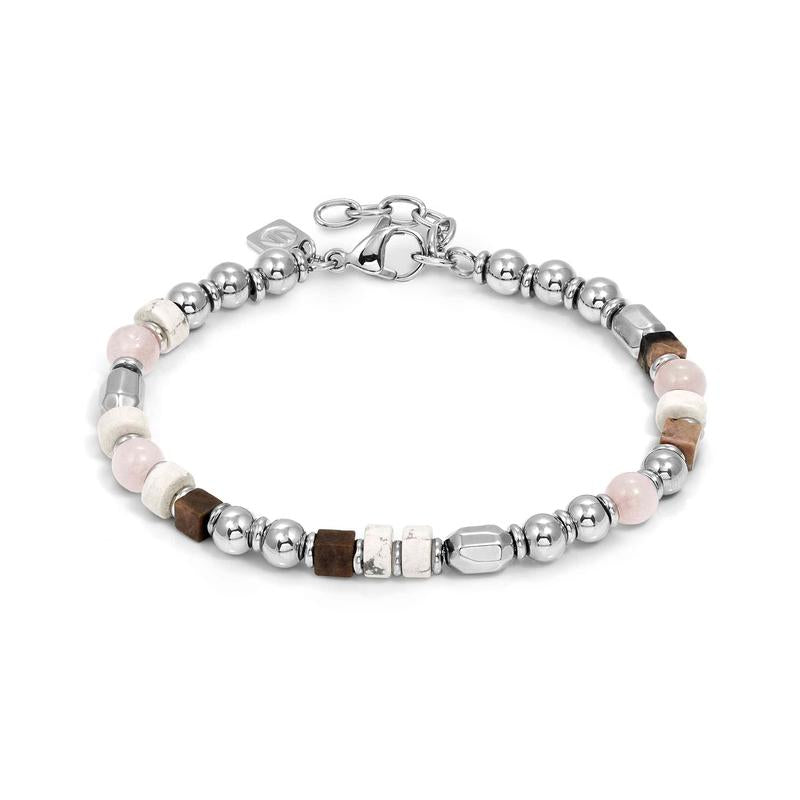 Nomination InstinctStyle Sea Edition Bracelet with Pink Quartz, Turquoise & Rhodochrosite, 6 mm - front