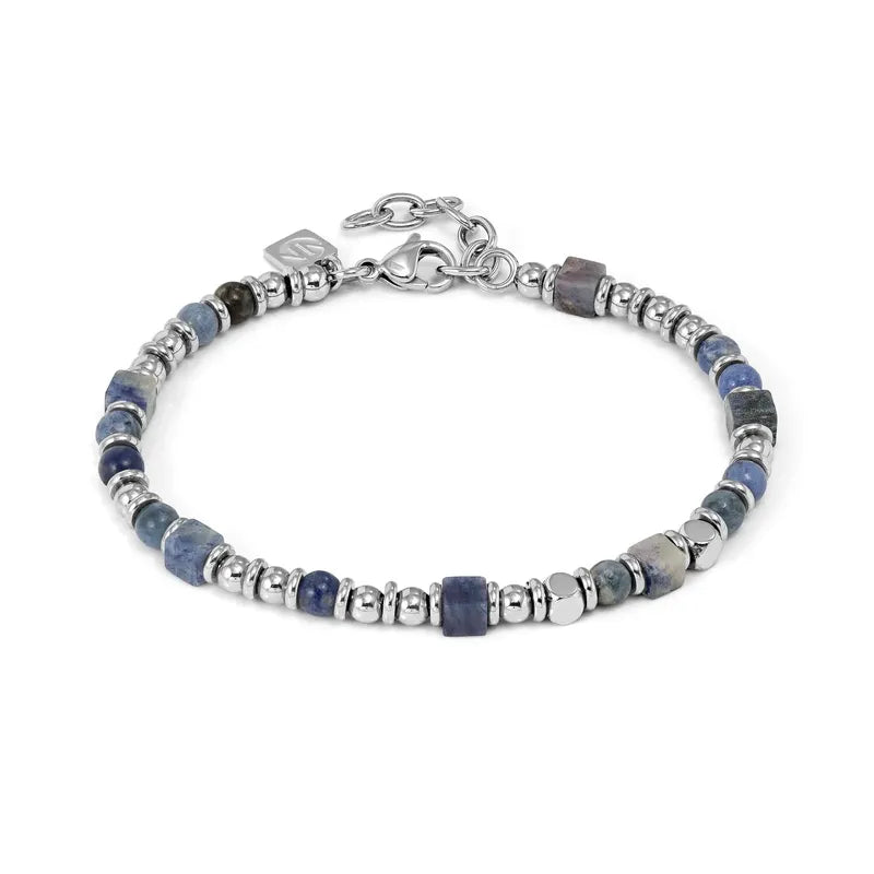 Nomination Instinctstyle Infinity Silver Bracelet with Blue Squared Stones