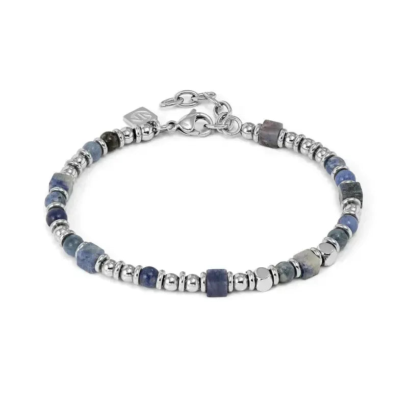 Nomination Instinctstyle Infinity Silver Bracelet with Blue Squared Stones