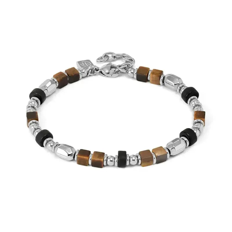 Nomination Instinctstyle Infinity Steel Bracelet, Brown & Black Stones