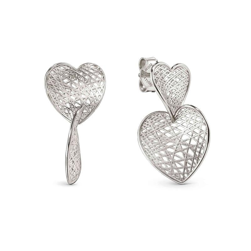 Nomination Leaf of Light Double Heart Earrings, Sterling Silver