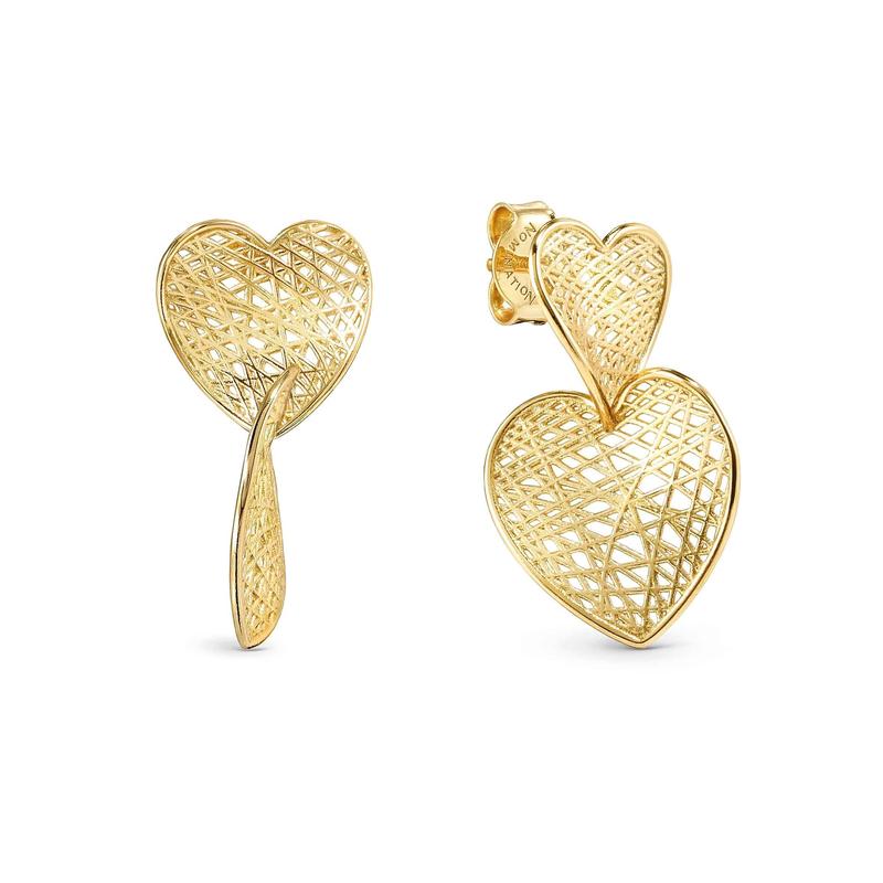 Nomination Leaf of Light Double Heart Earrings, Gold