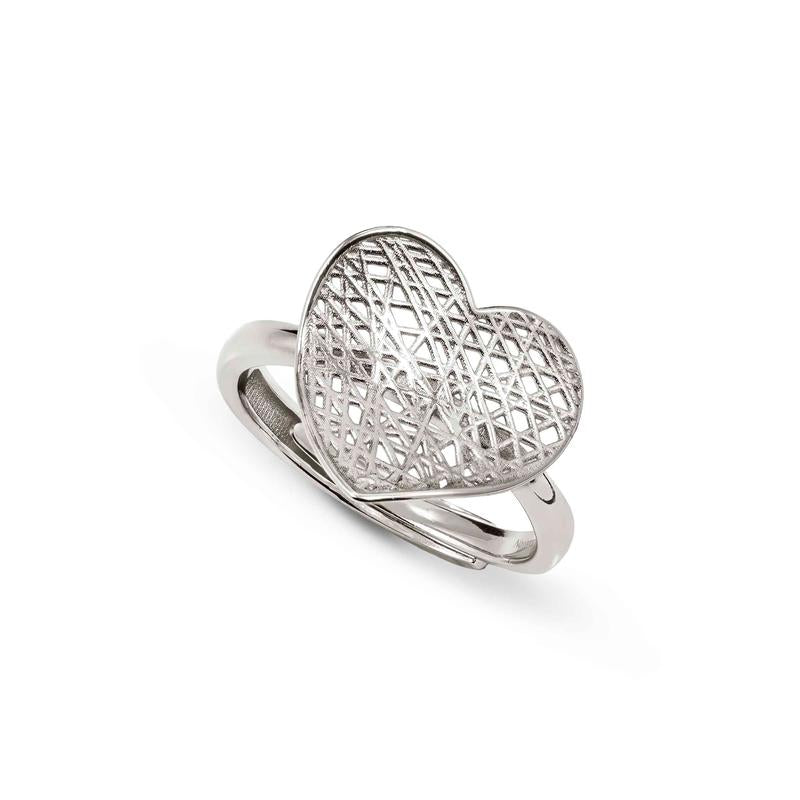 Nomination Leaf of Light Ring with Heart, Sterling Silver