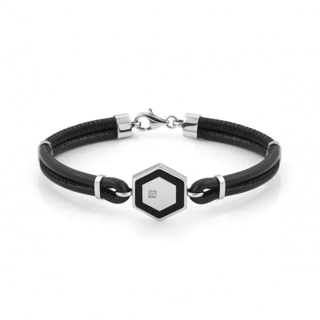 Nomination Leather Bracelet, Cubic Zirconia, Stainless Steel