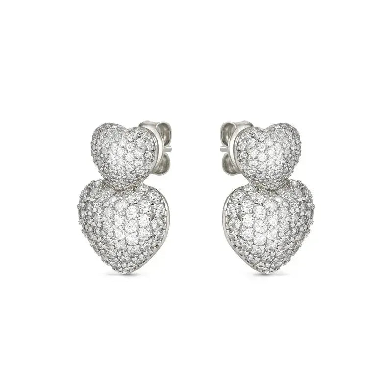 Nomination LifePoetry Double Heart Silver Earrings with Cubic Zirconia
