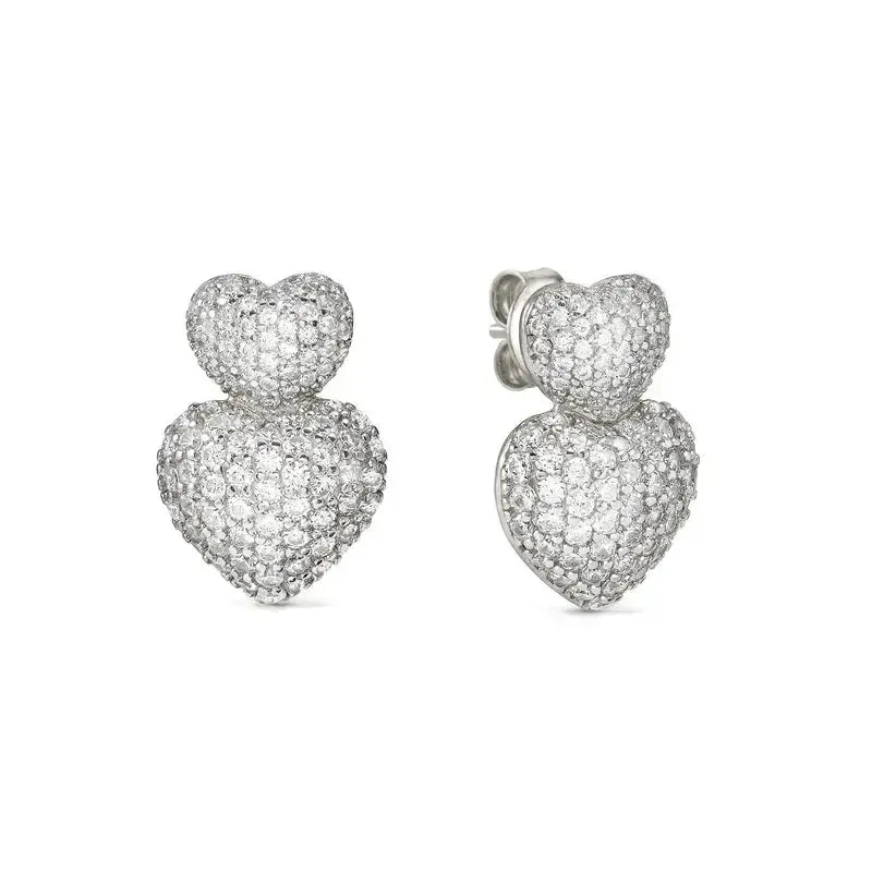 Nomination LifePoetry Double Heart Silver Earrings with Cubic Zirconia