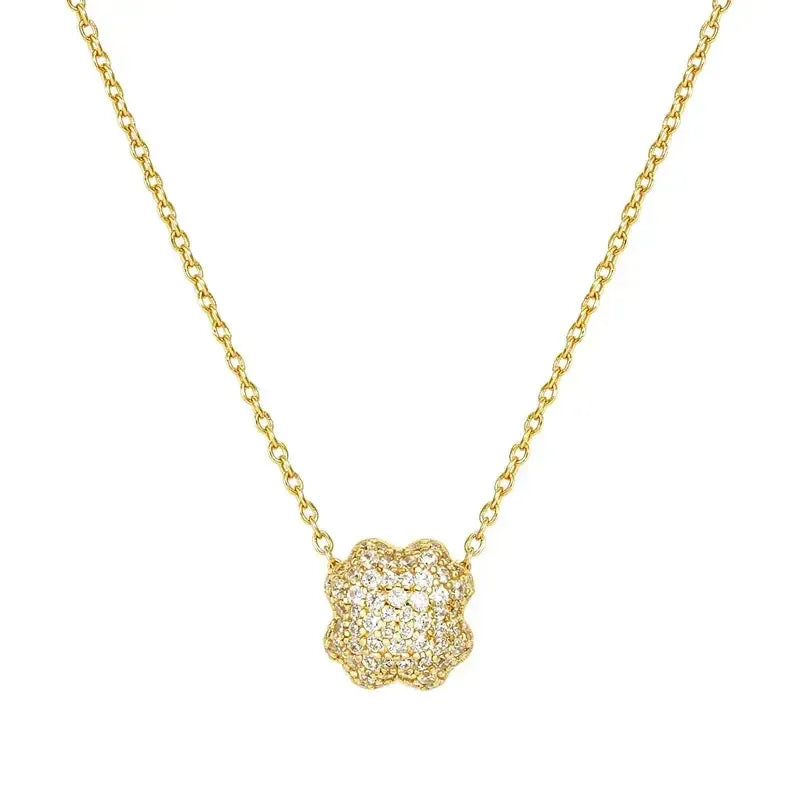 Nomination LifePoetry Gold Necklace with Rounded 4-Leaf Clover