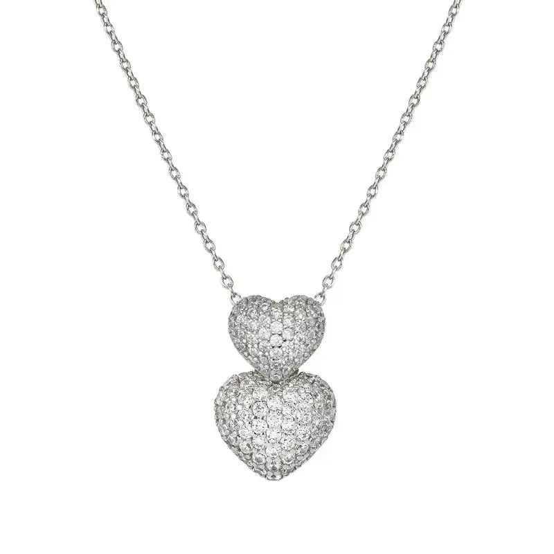 Nomination LifePoetry Silver Double Heart Necklace with Cubic Zirconia