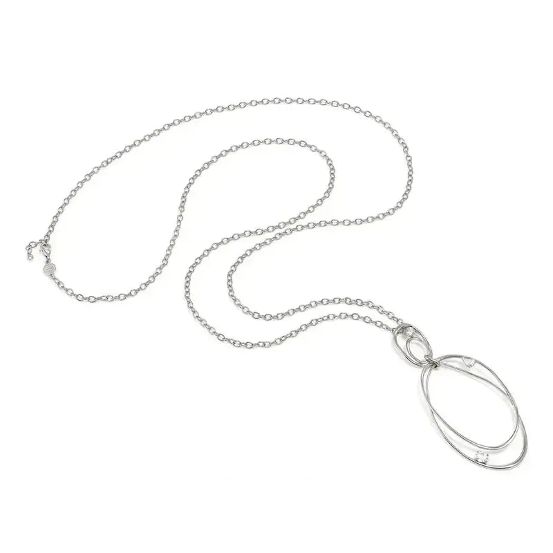 Nomination Long Necklace My Rebel Art Double Silver Oval Pendant
