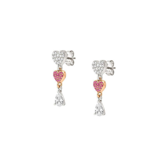 Nomination Lucentissima Earrings, Heart Drop, Pink And White Cubic Zirconia, Rose Gold