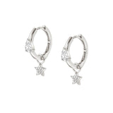 Nomination Lucentissima Earrings, Silver Hoop, Star Pendant, White Cubic Zirconia, Silver