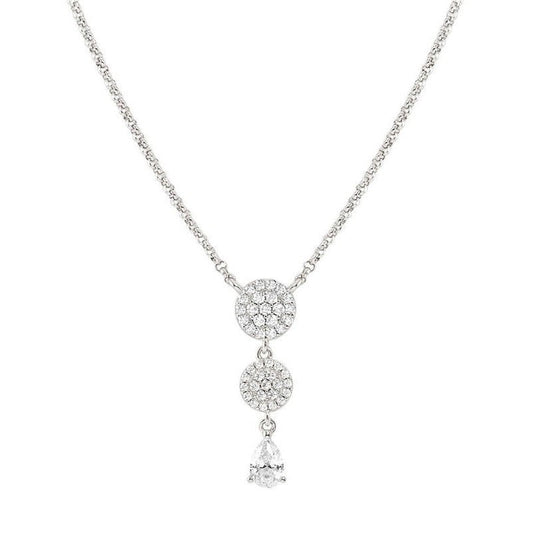 Nomination Lucentissima Necklace, Circle, Pear-Shape Pendant, White Cubic Zirconia, Silver