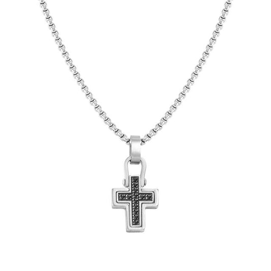 Nomination MANVISION NECKLACE WITH CROSS AND BLACK STONES