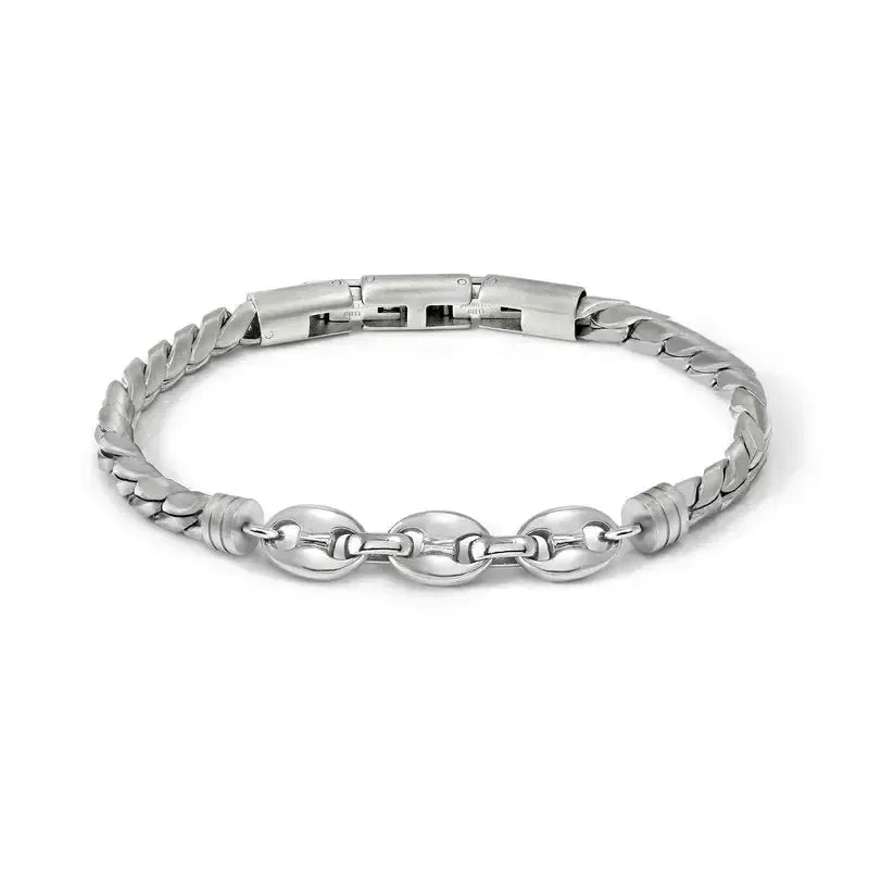 Nomination ManVision Silver Bracelet with Decorative Elements, Satin Finish
