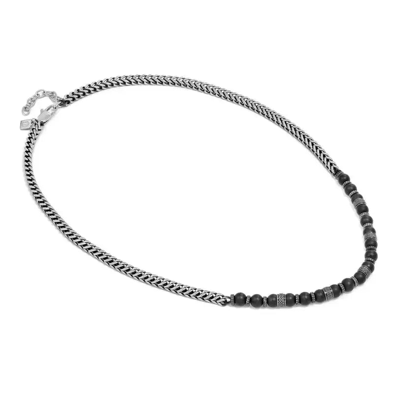 Nomination ManVision Steel Necklace with Black Agate Stones