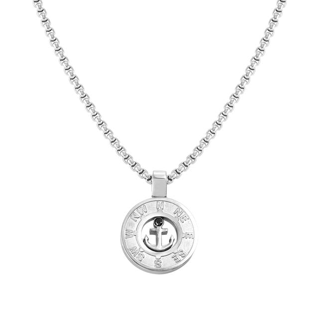 Nomination Manvision Necklace, Anchor, Round Pendant, Stainless Steel