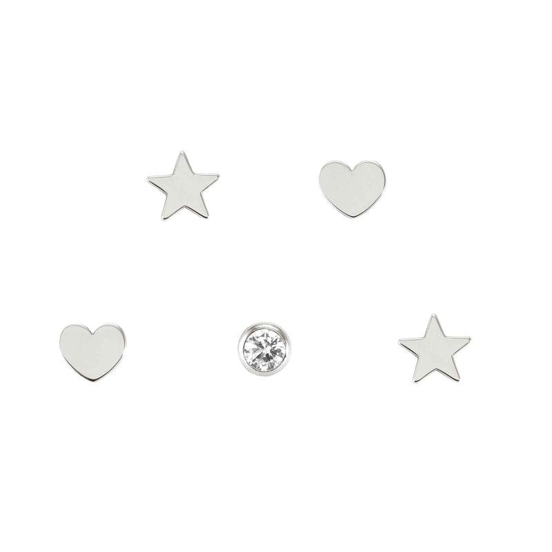 Nomination Melodie Earrings, Set Of 5 Studs, Cubic Zirconia, Silver
