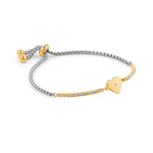 Nomination Milleluci Bracelet, Heart, Cubic Zirconia, Gold PVD, Stainless Steel