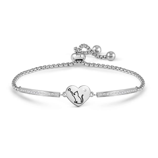 Nomination Milleluci Bracelet, Heart with Cat - Steel