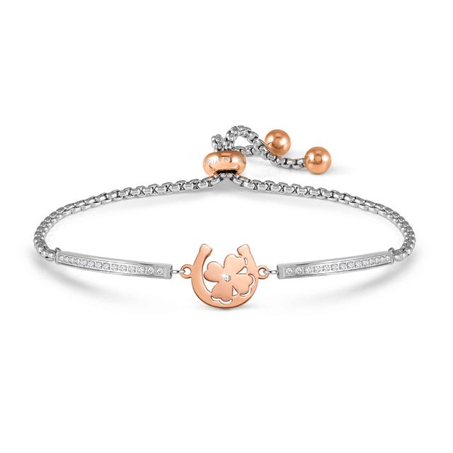 Nomination Milleluci Bracelet, Horseshoe & Four-Leaf Clover - Rose Gold