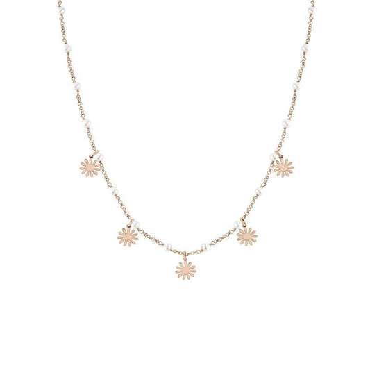Nomination Mon Amour Charm Necklace, Pearls & Flowers, Rose Gold
