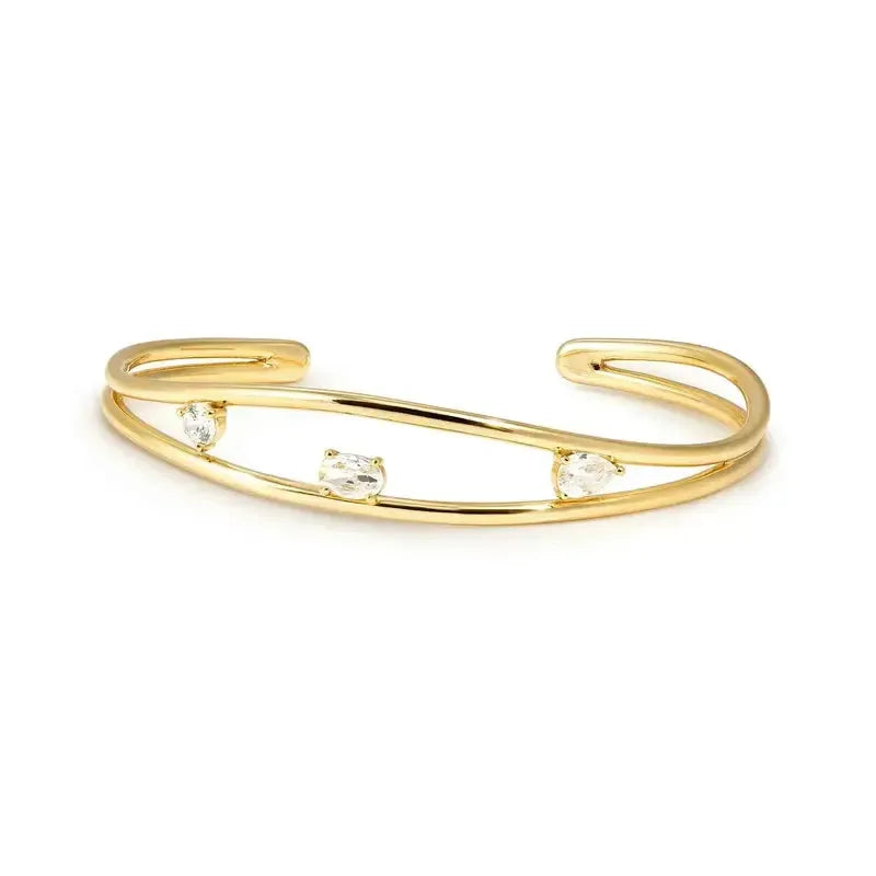 Nomination My Rebel Art Cuff Gold Bracelet with White Stones
