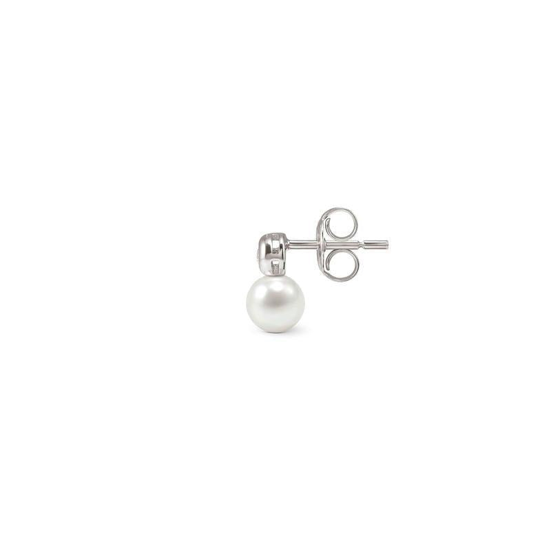 Nomination Pearls Loop Earrings, Four-Leaf Clover and Pearl, Sterling Silver
