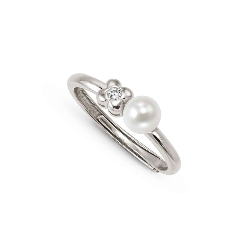 Nomination Pearls Loop Ring, Four-Leaf Clover and Pearl, Sterling Silver
