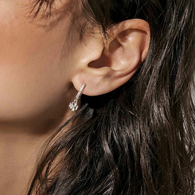 Nomination Petit Sparkle Clover Hoop Earrings