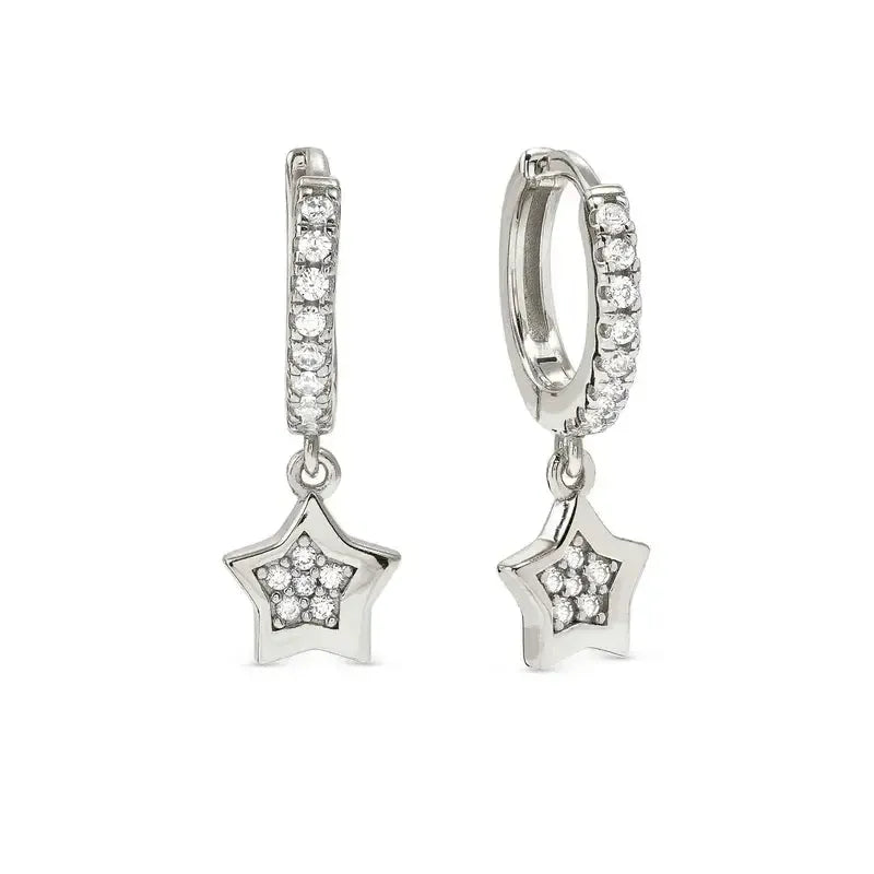 Nomination Petit Sparkle Silver Star Hoop Earrings
