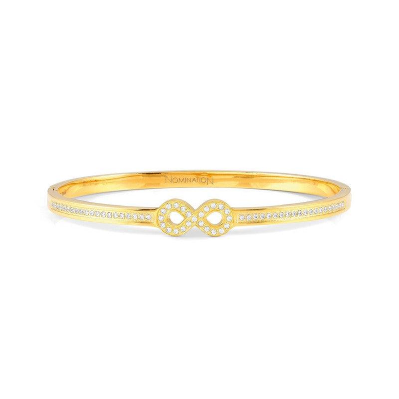 Nomination Pretty Bangle, Infinity, Cubic Zirconia, Yellow PVD, Stainless Steel