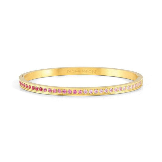 Nomination Pretty Bangle, Pink Cubic Zirconia, Yellow PVD, Stainless Steel