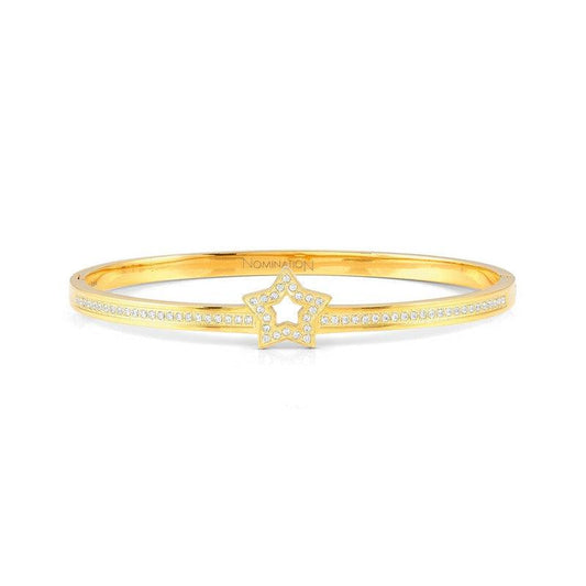 Nomination Pretty Bangle, Star, Cubic Zirconia, Yellow PVD, Stainless Steel