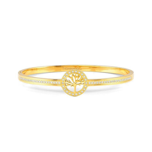 Nomination Pretty Bangle, Tree Of Life, Cubic Zirconia, Yellow PVD, Stainless Steel