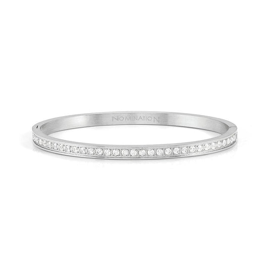 Nomination Pretty Bangle, White Cubic Zirconia, Silver, Stainless Steel