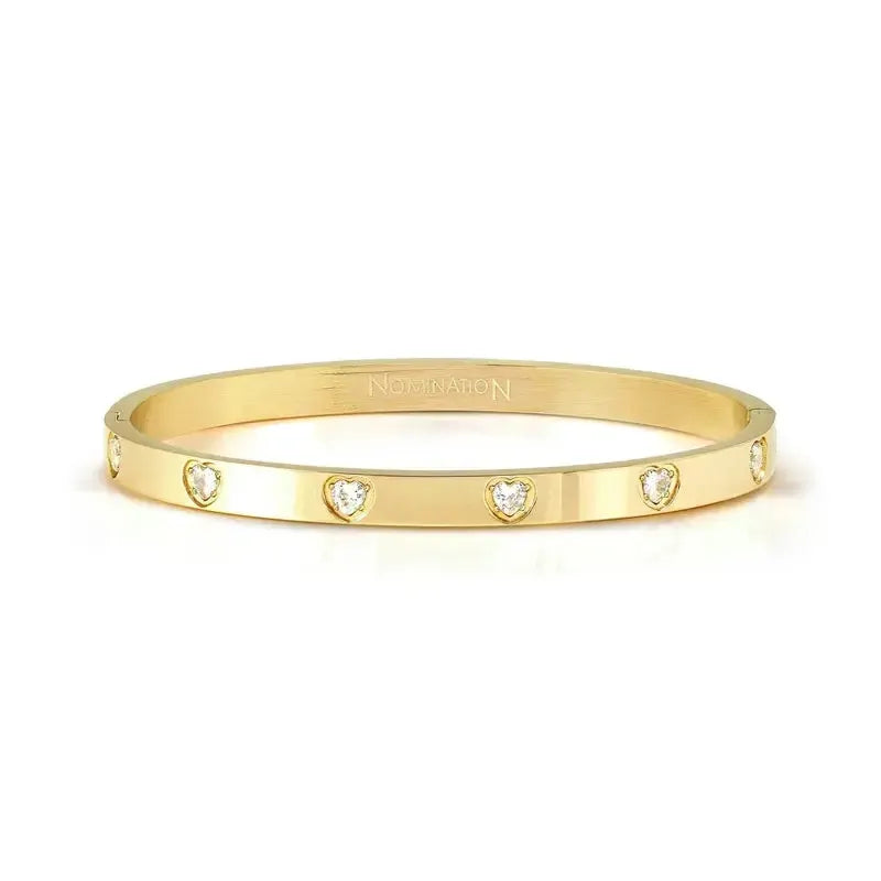 Nomination Pretty Bangles Gold Bracelet, White Heart Cubic Zirconia