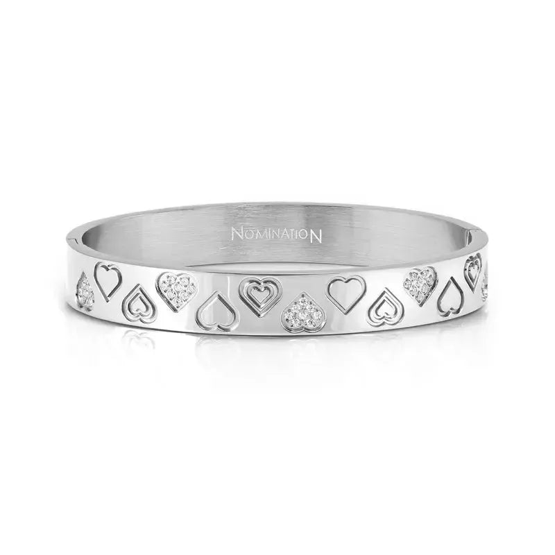 Nomination Pretty Bangles Wide Silver Bracelet with Hearts