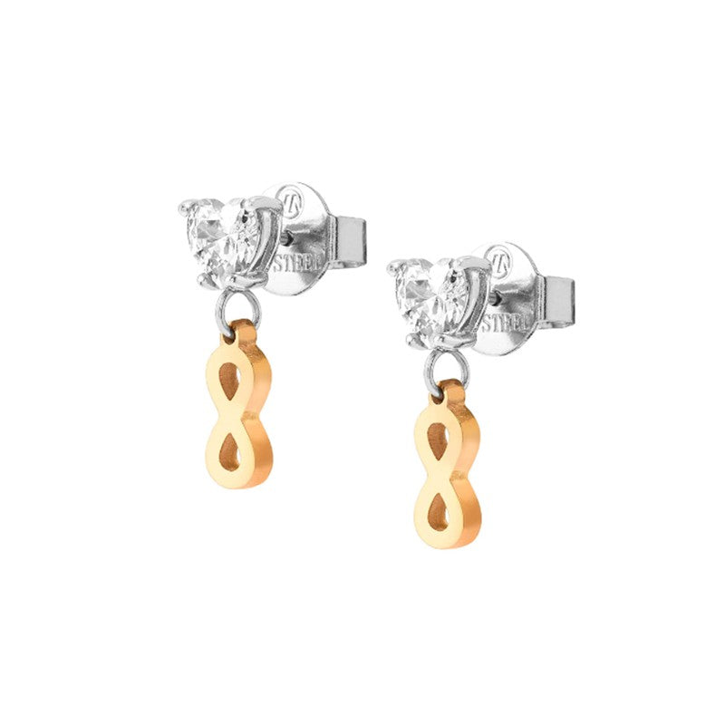 Nomination Principessina Earrings, Rose Gold Infinity & Stones