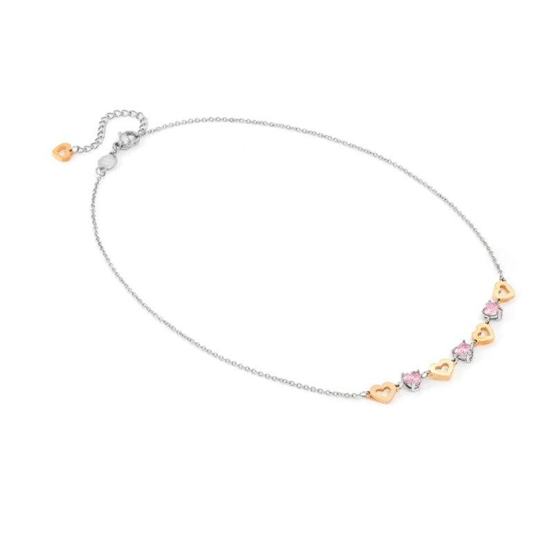 Nomination Principessina Necklace, Rose Gold Hearts & Pink Stones