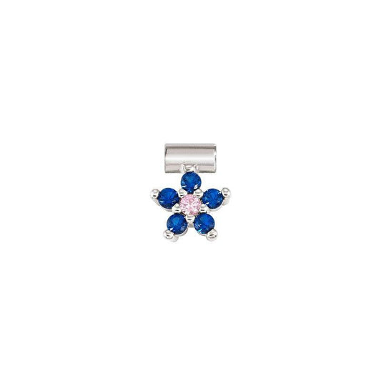 Nomination SeiMia Flora Pendant, Flower, Blue Cubic Zirconia, Silver