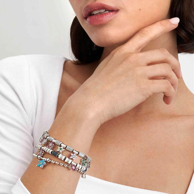 Nomination SeiMia Flora Pendant, Flower, Green Cubic Zirconia, Silver