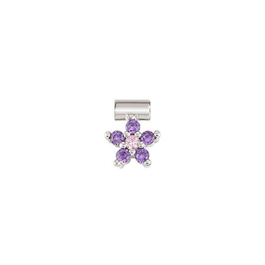 Nomination SeiMia Flora Pendant, Flower, Violet Cubic Zirconia, Silver